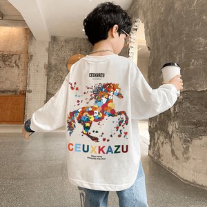 
Children's clothing boys spring clothing long-sleeved T-shirt 2025 new T-shirt spring and autumn pure cotton spring top base shirt trendy t