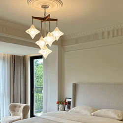 Xucheng French-Style Vintage Star Lamp Restaurant Lamp Chandelier Bedroom Main Lamp Villa Staircase Lamp Light Luxury Cream Style Lighting Fixtures