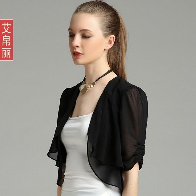 2024 Summer Thin Chiffon Cardigan Small Shawl Versatile Short Jacket ...