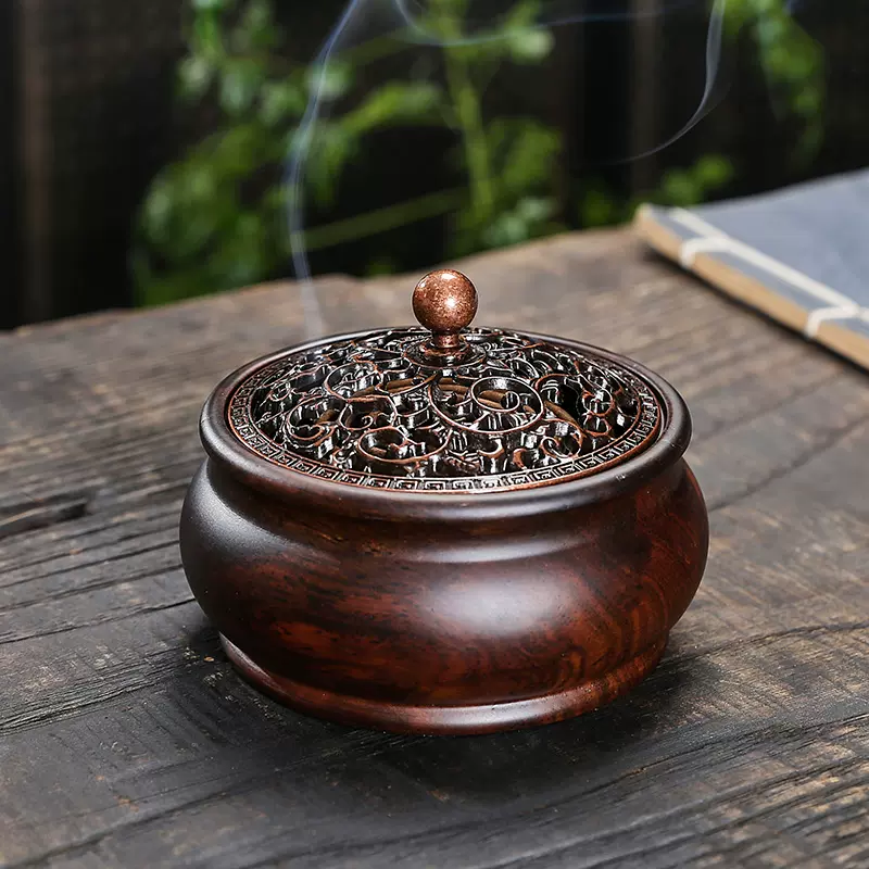 黑檀木手工香爐胡桃木茶道香道器具檀香線香底座家用香插盤香架