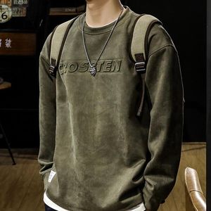 秋季美式复古重磅卫衣男宽松百搭立体钢印潮牌复古长袖上衣男大码