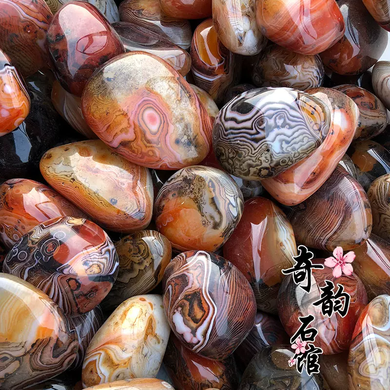 马达加斯加缠丝玛瑙原石奇石把件花纹线条纹裸石鱼缸石观赏石禅-Taobao