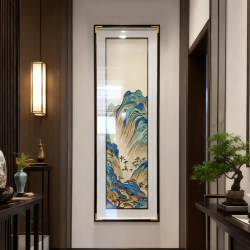 2026 New Model Landscape Embroidery Wall Art Painting, Thousand-Mile Landscape Exquisite Brocade Painting, High-End Vertical Decorative Painting