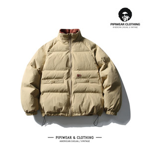 
2025 winter new men's stand-up collar cotton coat jacket contrasting color splicing fake two-piece cotton coat winter short cotton jacket trendy