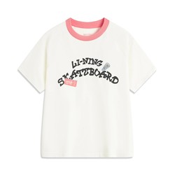 Li-Ning Girls' Short-Sleeved 2025 Summer New Sports Lifestyle Series Loose Pure Cotton Cultural Shirt Yhsv038