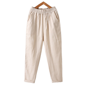 
Spring and summer cotton and linen radish pants women's linen harem pants breathable casual nine-point pants new large size high waist slimming