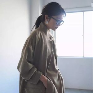 
WOKERKER autumn and winter two-color wool long coat