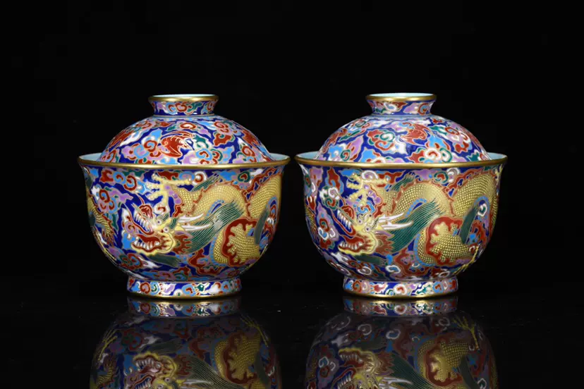 清乾隆珐琅彩描金龙纹茶碗古董古玩古瓷器收藏-Taobao