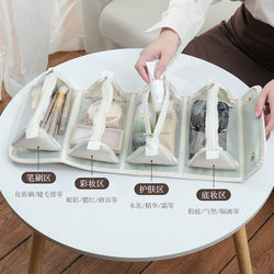 High-Looking Cosmetic Bag with Storage Compartments, Portable Waterproof Foldable Detachable Layered Toiletry Bag for Women