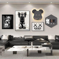 Violent Bear Living Room Decorative Painting Kaws Light Luxury High-End Sofa Background Wall Hanging Painting 2025 New Style Light Painting Mural
