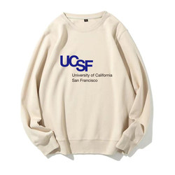 University of California, San Francisco, Crew Neck Sweatshirt Ucsf Peripheral Souvenirs Fleece-Lined Autumn and Winter Style for International Students