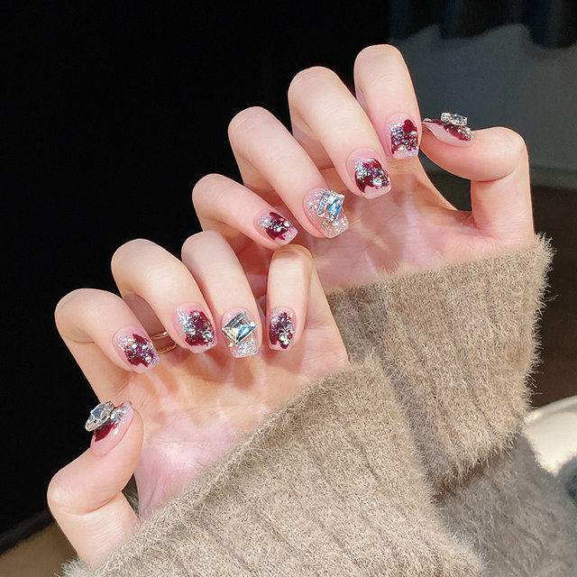 2024 New Year Handmade Nail Finished Caramel Bow Nude Color Highend