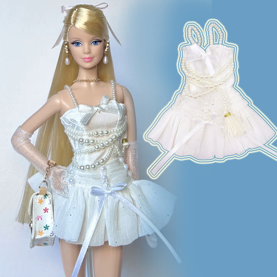 ICY DBS small doll clothes pearl white lady suspender small dress 19 joints Lijia ob24 doll clothes
