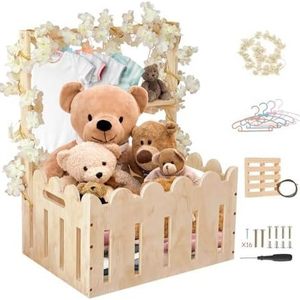 
Wooden baby toiletries storage box, household clothing and toy storage basket, portable baby clothing storage basket