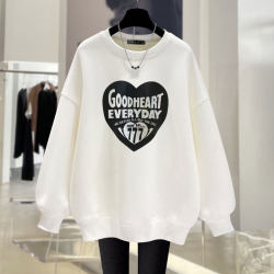 Fashionable mid-length round neck love sweatshirt