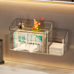 Tissue Box, Bathroom Wall-Mounted Towel Storage Box, Punch-Free Bathroom Sink Storage Shelf, Multi-Functional