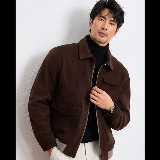 
The Day of the Jackal Small Freckles Same Style Leather Jacket Middle-aged Men's Leather Jacket 2025 Autumn and Winter Leather Jacket Old Money Style Jacket