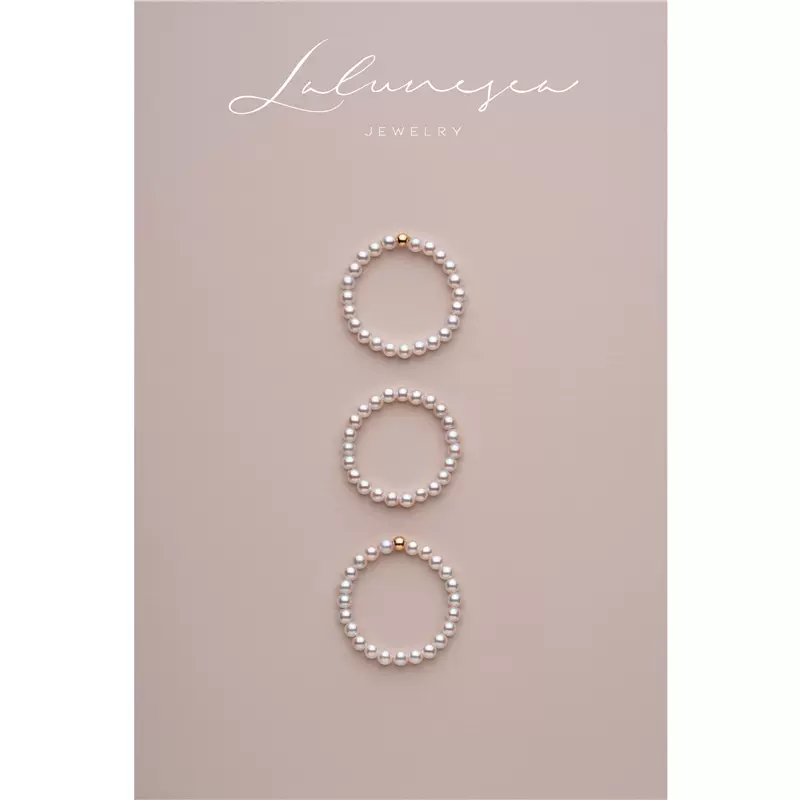 月亮是海 珍珠奶油糖 稀有极光minibaby珍珠戒指