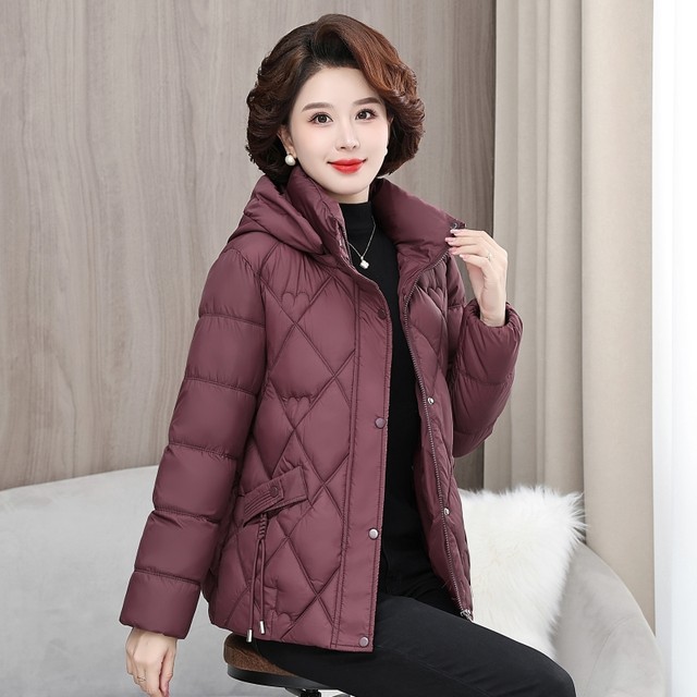 2025 Winter New Short Down Down Cotton Jackets Women's Large Size Middle-aged and Elderly Women's Cotton Clothes Jackets Thickened Mother's Cotton Jackets