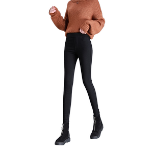 Black leggings Female wearing spring and autumn and winter plus velvet 2020 new high waist, thin waist, all -handed small feet pencil black pants
