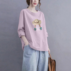 Foreign Trade Export Off-Season 100% Pure Cotton Long-Sleeve T-Shirt for Women, Autumn 2025 Casual and Stylish Top, Base Shirt, Trendy