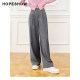 Red sleeve autumn mid-waist wide-leg gray droop suit pants