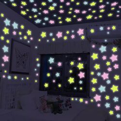 Luminous Stickers Snowflakes Fluorescent Stars Stickers Living Room Bedroom Children's Room Dormitory Decorative Wall Stickers Three-Dimensional Glowing