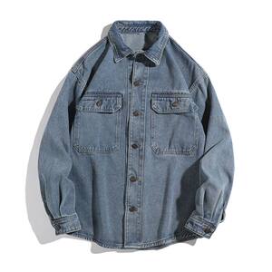 
Blue Washed Retro Denim Shirt Jacket Men's Long Sleeve 2025 Autumn New Men's Working Shirt