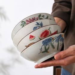 Chinese-Style Ceramic Deep Wine Bowl 5inch Sweet Soup Sugar Water Bowl Underglaze Color Dipping Bowl Creative Commercial Hot Pot Side Dish Bowl