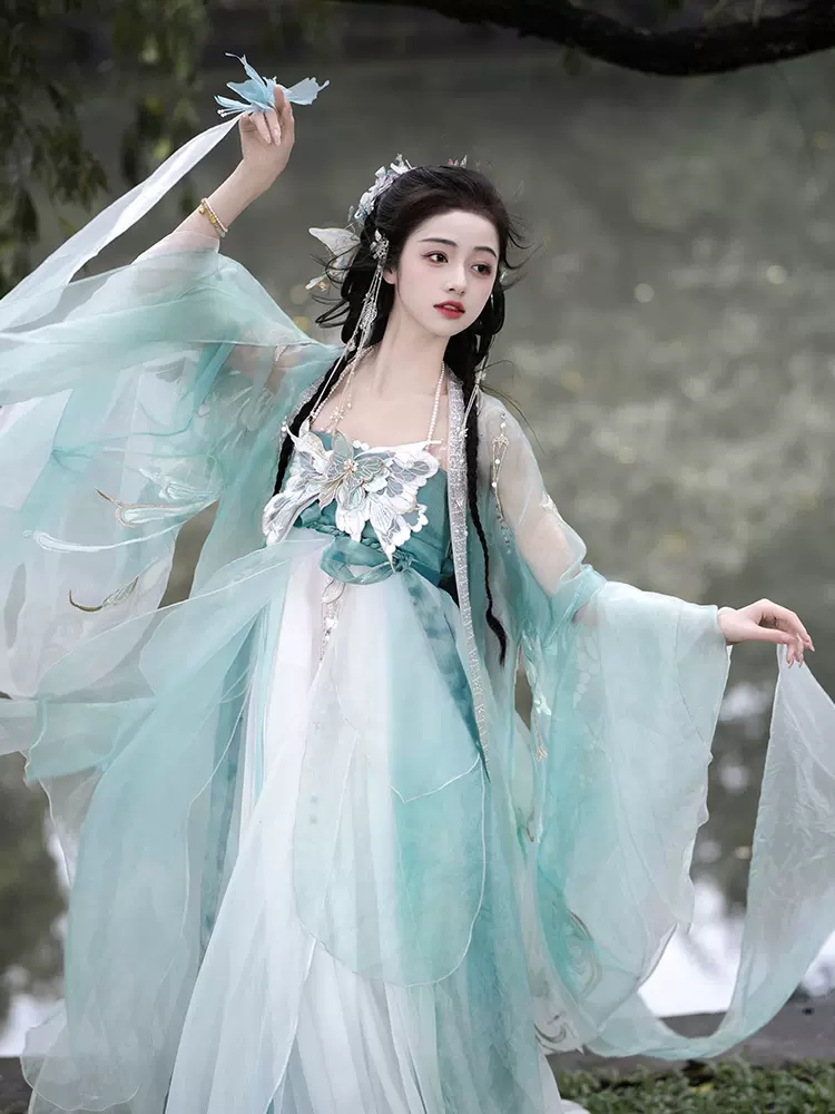 原创汉服女百花神重工刺绣齐胸襦裙诃子裙大袖衫超仙古装春夏新款 