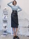 Brown PU leather skirt skirt 2024 autumn and winter new large size high-waisted hip slit one-step midi skirt