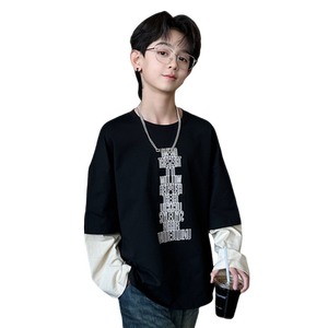 
Boys' long-sleeved T-shirt spring and autumn 2026 new big children's men's clothing children's cotton bottoming shirt fat children's top trendy brand t