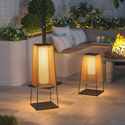 Patio Lamp Solar-Powered Outdoor Rattan Floor Lamp Garden Japanese-Style Courtyard Lamp Camping Cafe Lawn Atmosphere Lamp