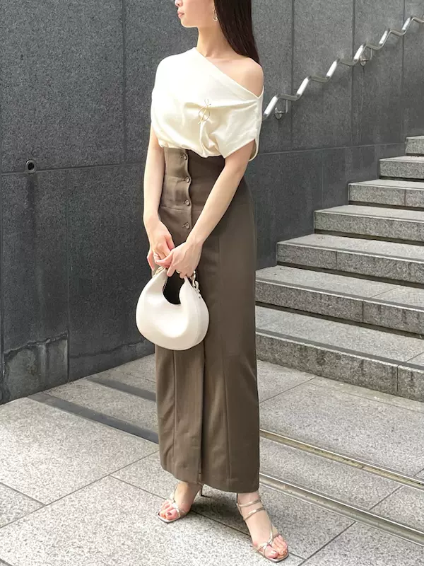 包邮鱼夫人日本代购SNIDEL 8月上高腰翻边半身裙SWFS234207-Taobao