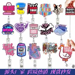 Fun DIY Decorative Acrylic Retractable Badge Holder for Doctors, Nurses, White-Collar Workers, Id Card Easy-Pull Buckle