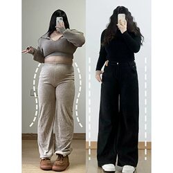 150kg Plus Size Black Wide-Leg High-Waisted Jeans for Women, Versatile, Flowy, Loose, Thickened, Pear-Shaped Straight-Leg Pants