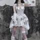 Blood Supply Original Madhouse Distressed Suede Subculture Punk Trailing Printed Suspender Dress Halloween