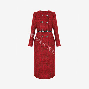 
Orchid Rose plus size women's small fragrance cardigan loose top socialite round neck single breasted bright silk tweed suit