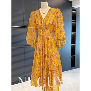 
Fashion casual mom clothes chiffon dress summer women's short-sleeved new versatile middle-aged loose skirt