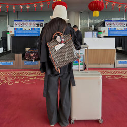 Ding Edition Saint Leger Dog-Tooth Pattern Backpack Foldable Bag Unisex Genuine Leather Travel Backpack Handbag Shoulder Bag