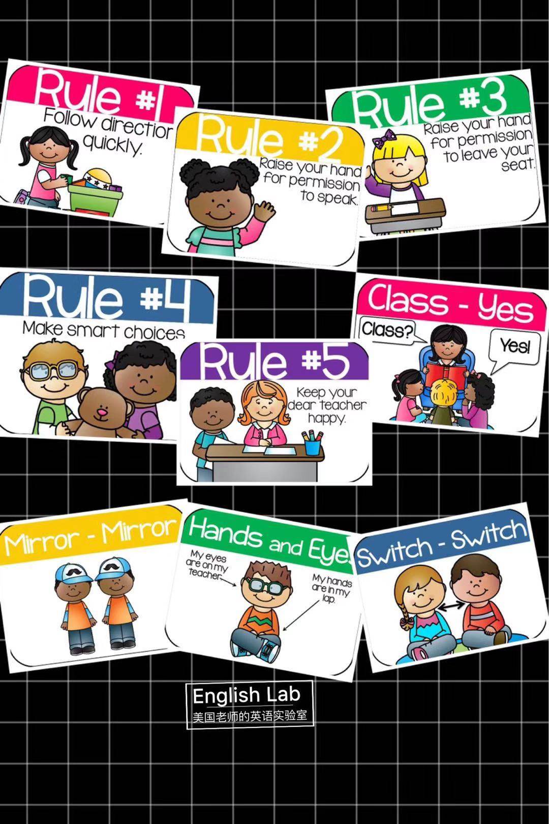 Classroom Rules教室规章制度英语幼儿园教师装饰背景墙 学校海报 | EBUY7 背景墙