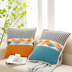 European-Style Fashionable Versatile Chenille Pillowcase for Living Room Sofa Houndstooth Double Cushion Headboard Car Lumbar Pillow