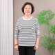 Grandma autumn long-sleeved T-shirt lycra cotton top women's large size middle-aged and elderly striped autumn clothes mother base shirt 60