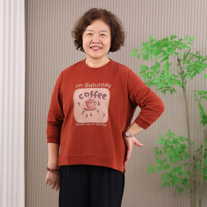 
Middle-aged and elderly women's mother's sweatshirt spring and autumn large size loose and flesh-covering high-end middle-aged women's fashionable age-reducing tops