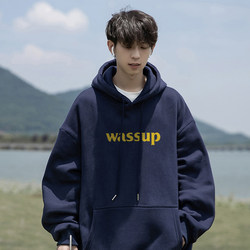 Wassup Heods Autumn and Winter Hooded Sweatshirt for Men and Women, American Style Heavyweight Top, Loose Fit, Plus Size, Fleece-Lined, National Trend