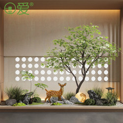 Simulated Green Plants, Green Maple Trees, Landscaping Plants, Indoor Decoration under Stairs, High-End Artificial Trees, Landscape Green Leaf Tree Ornaments