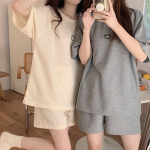 
Waffle internet celebrity summer pajamas women's short-sleeved shorts suit Korean casual student home clothes can be worn outside