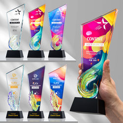 Colorful Crystal Trophy Production, High-End and Elegant, Creative Championship Trophy as a Souvenir for Outstanding Employees in Basketball Competitions