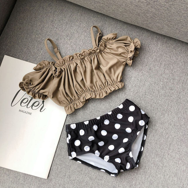 
2025 new girls swimsuits, children's split triangle suspender swimsuits, adjustable Korean cute swimsuits