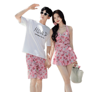 Couple swimsuit suit 2025 new women's one-piece sexy men's beach pants beach pants beach vacation hot spring swimming suit